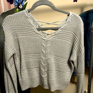 cute gray crossover back jumper small size